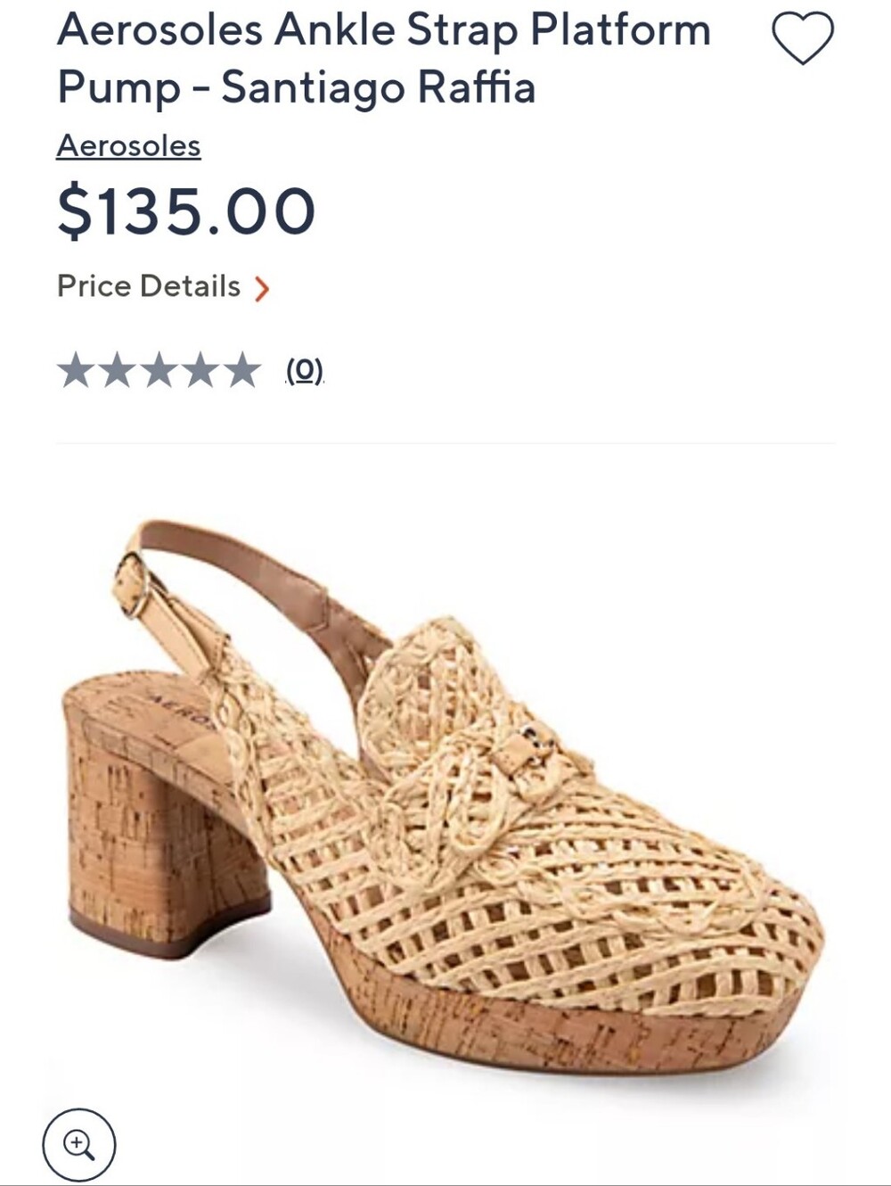 AEROSOLES Natural Raffia Slingback Platform Pump